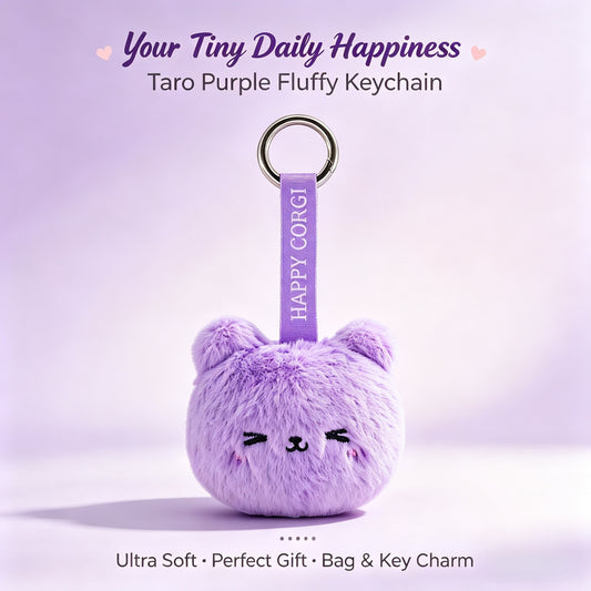 GaoPengToy | Cute Purple Mouse Plush Keychain | Soft Fluffy Animal Bag Charm With Metal Key Ring