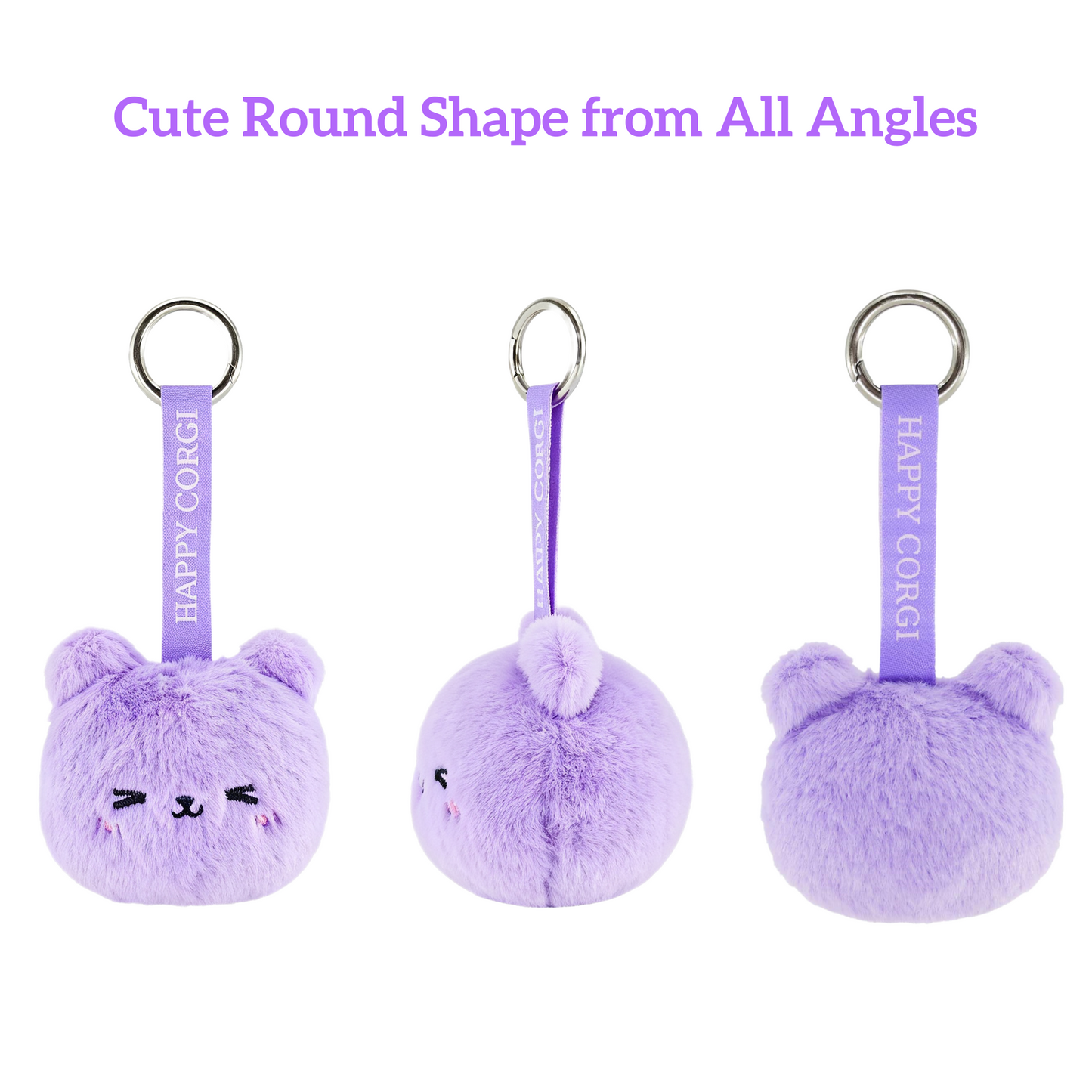 GaoPengToy | Cute Purple Mouse Plush Keychain | Soft Fluffy Animal Bag Charm With Metal Key Ring