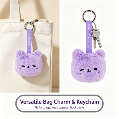 GaoPengToy | Cute Purple Mouse Plush Keychain | Soft Fluffy Animal Bag Charm With Metal Key Ring