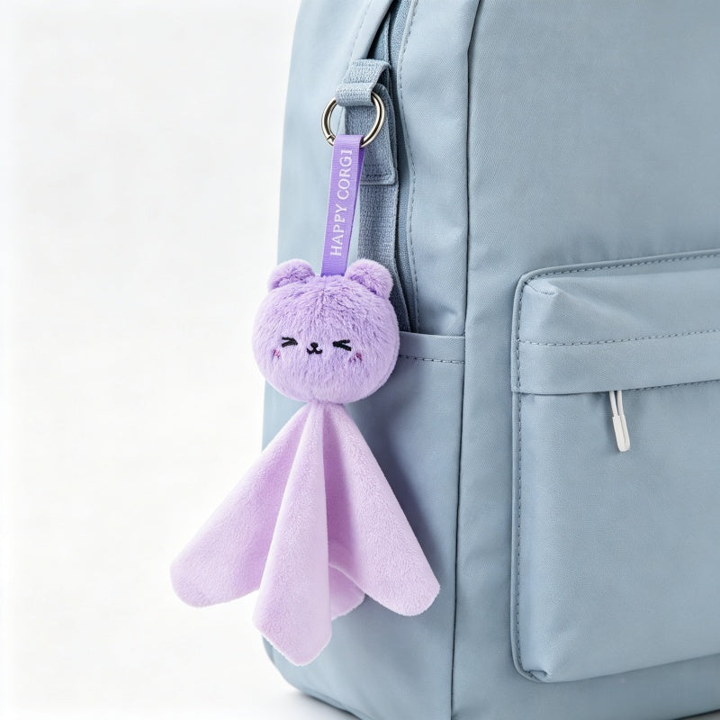 GaoPengToy | Cute Purple Bear Plush Keychain | Microfiber Screen Cleaning Cloth Bag Charm