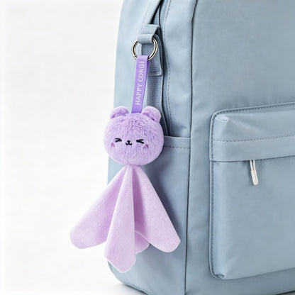 GaoPengToy | Cute Purple Bear Plush Keychain | Microfiber Screen Cleaning Cloth Bag Charm