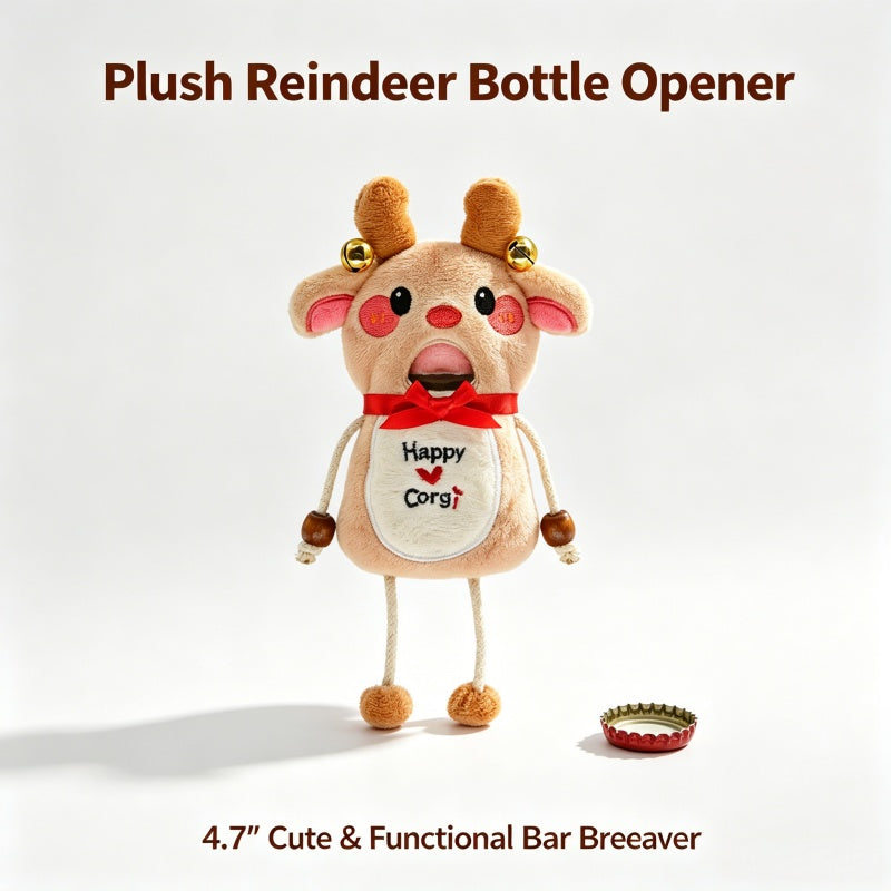 GaoPengToy | Plush Reindeer Magnetic Bottle Opener | 4.72" Cute Fridge Magnet Beer Opener