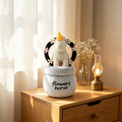 GaoPengToy | Teacher's Day Teacher Appreciation Gift | Cute Unicorn Plush Potted Toy "Flowers Horse" | Soft Desk Decor Plush Figurine for Classroom Office Home