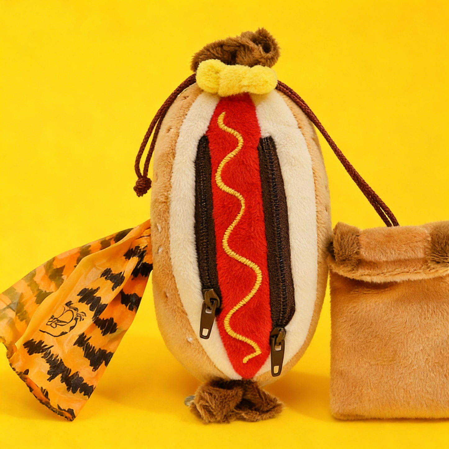 GaoPengToy | 6"Plush Dog Poop Bag -Multi-Functional Hot Dog Poop Bag Dispenser & Pouch