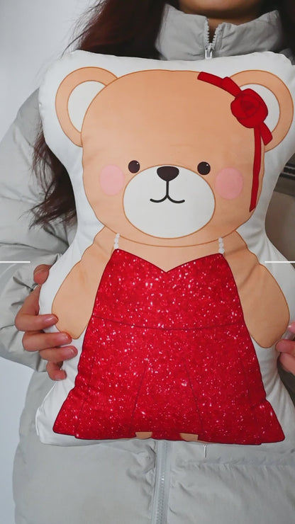 GaoPengToy | 15.4" Bear Couple Plush Pillows - Cute 2pcs Dress-Up Stuffed Cushions, Home Decor & Romantic Gift