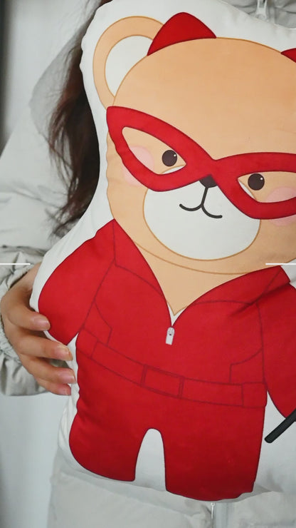 GaoPengToy | 15.4" Leather Jacket Bear Couple Plush Pillows -  2pcs Personalized Dress-Up Stuffed Cushions, Home Decor & Romantic Gift