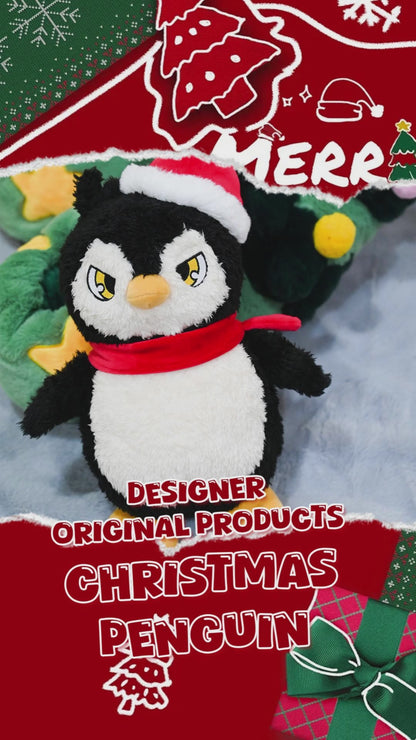9.8 Inch Cute Penguin Stuffed Animal with Christmas Hat - Soft Plush Doll Toy, Xmas Decoration & Perfect Gift for Boys Girls