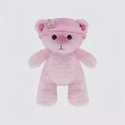 GaopengToy | 11.8" Kawaii Pink Teddy Bear Plush, Soft Stuffed Doll with Hat, Perfect Gift for Kids & Home Decor