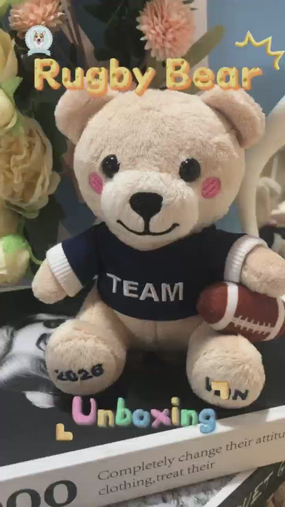GaoPengToy | 6" Rugby Bear Keychain - Cute Stuffed Animal Bag Charm Gift