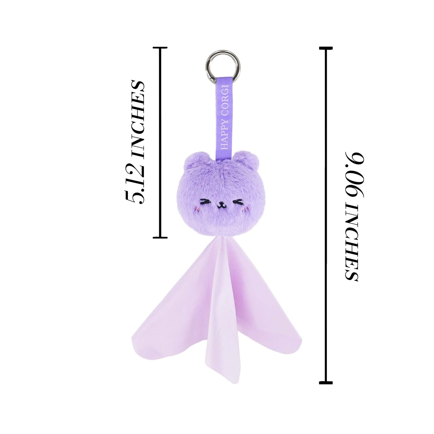 GaoPengToy | Cute Purple Bear Plush Keychain | Microfiber Screen Cleaning Cloth Bag Charm