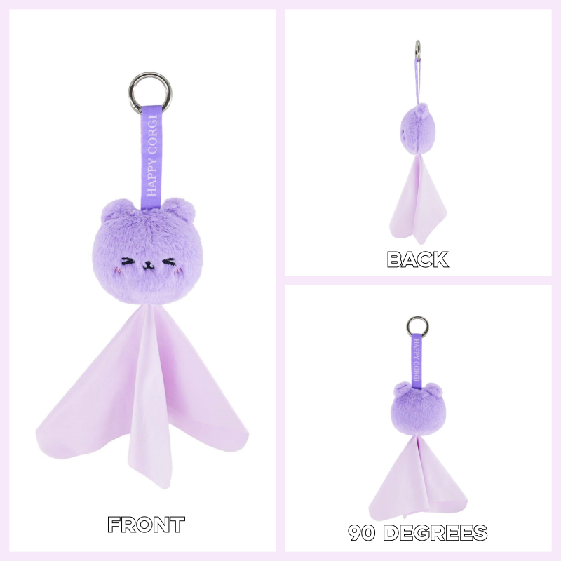 GaoPengToy | Cute Purple Bear Plush Keychain | Microfiber Screen Cleaning Cloth Bag Charm
