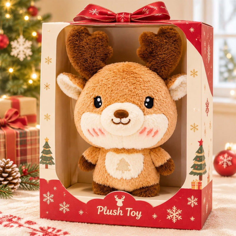 GaoPengToy | Christmas Reindeer Stuffed Animal | 15.75" Soft Fluffy Plush with Tree Embroidery