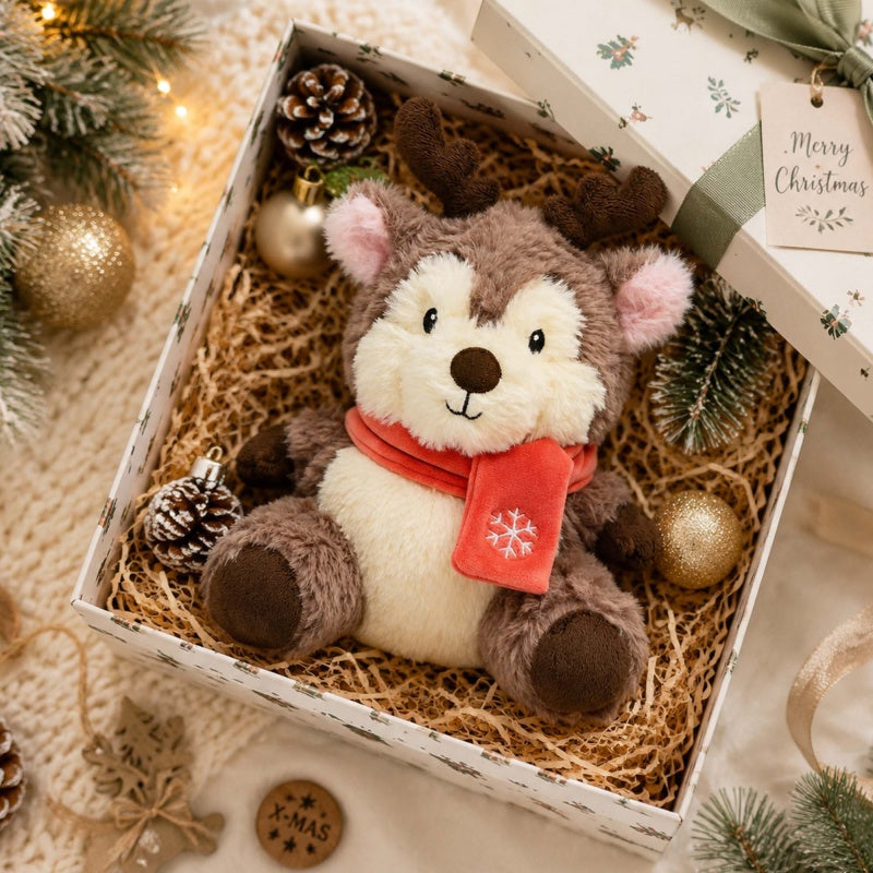 GaoPengToy | Christmas Reindeer Plush Toy | Soft Stuffed Animal with Detachable Scarf