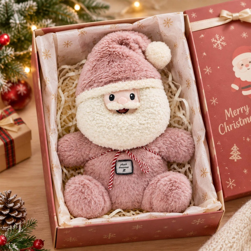 GaoPengToy | Pink Santa Claus Plush Toy | 25cm Stuffed Santa with Removable Hat & Backpack