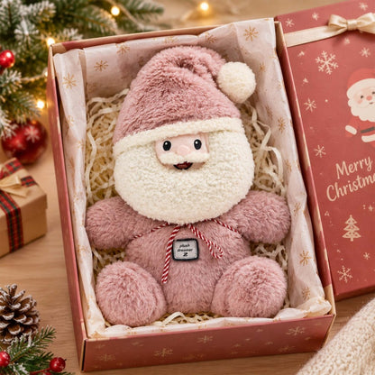 GaoPengToy | Pink Santa Claus Plush Toy | 25cm Stuffed Santa with Removable Hat & Backpack