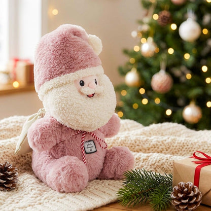 GaoPengToy | Pink Santa Claus Plush Toy | 25cm Stuffed Santa with Removable Hat & Backpack