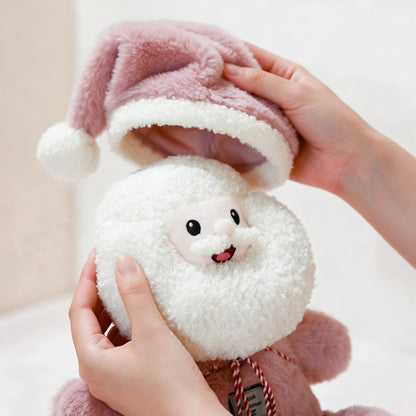 GaoPengToy | Pink Santa Claus Plush Toy | 25cm Stuffed Santa with Removable Hat & Backpack