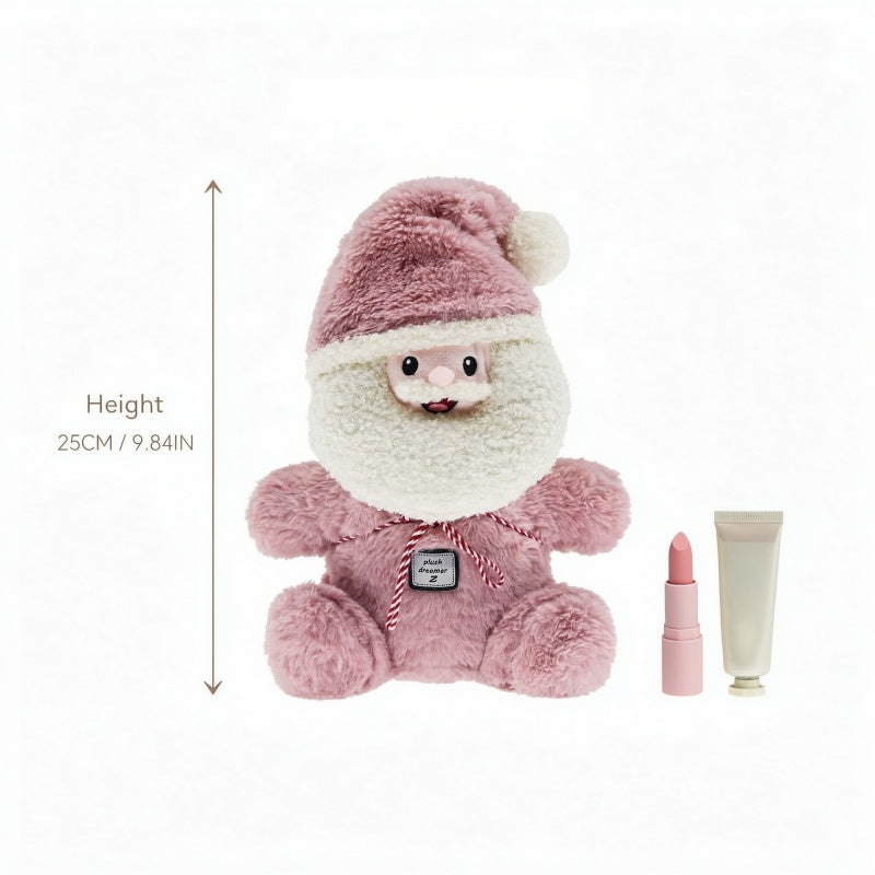GaoPengToy | Pink Santa Claus Plush Toy | 25cm Stuffed Santa with Removable Hat & Backpack