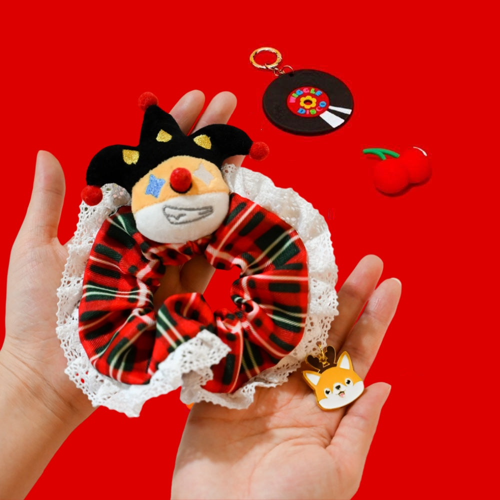 GaoPengToy | Clown Corgi Hair Scrunchies - Soft Festive Elastic Hair Ties Gift