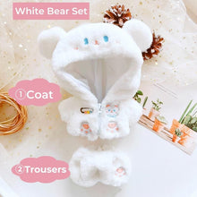 20cm Cotton Doll-White Teddy Brown Puppy Pink Bunny Coat And Trousers