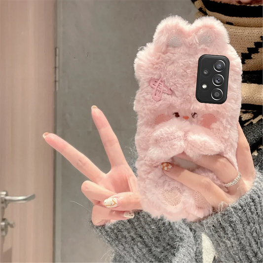 Fluffy Pink Rabbit Case For IPhone