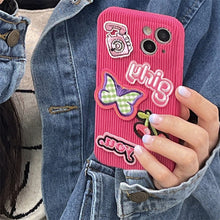 Hot Girl Rose Corduroy Embroidery Case For IPhone
