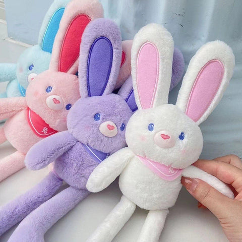 Pulling ears rabbit plush toy jumping rabbit fabric accompanying doll