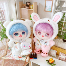 20cm Cotton Doll-White Teddy Brown Puppy Pink Bunny Coat And Trousers